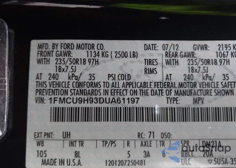 2013 Ford Escape Sel z USA, uszkodzony, nr VIN 1FMCU9H93DUA61197